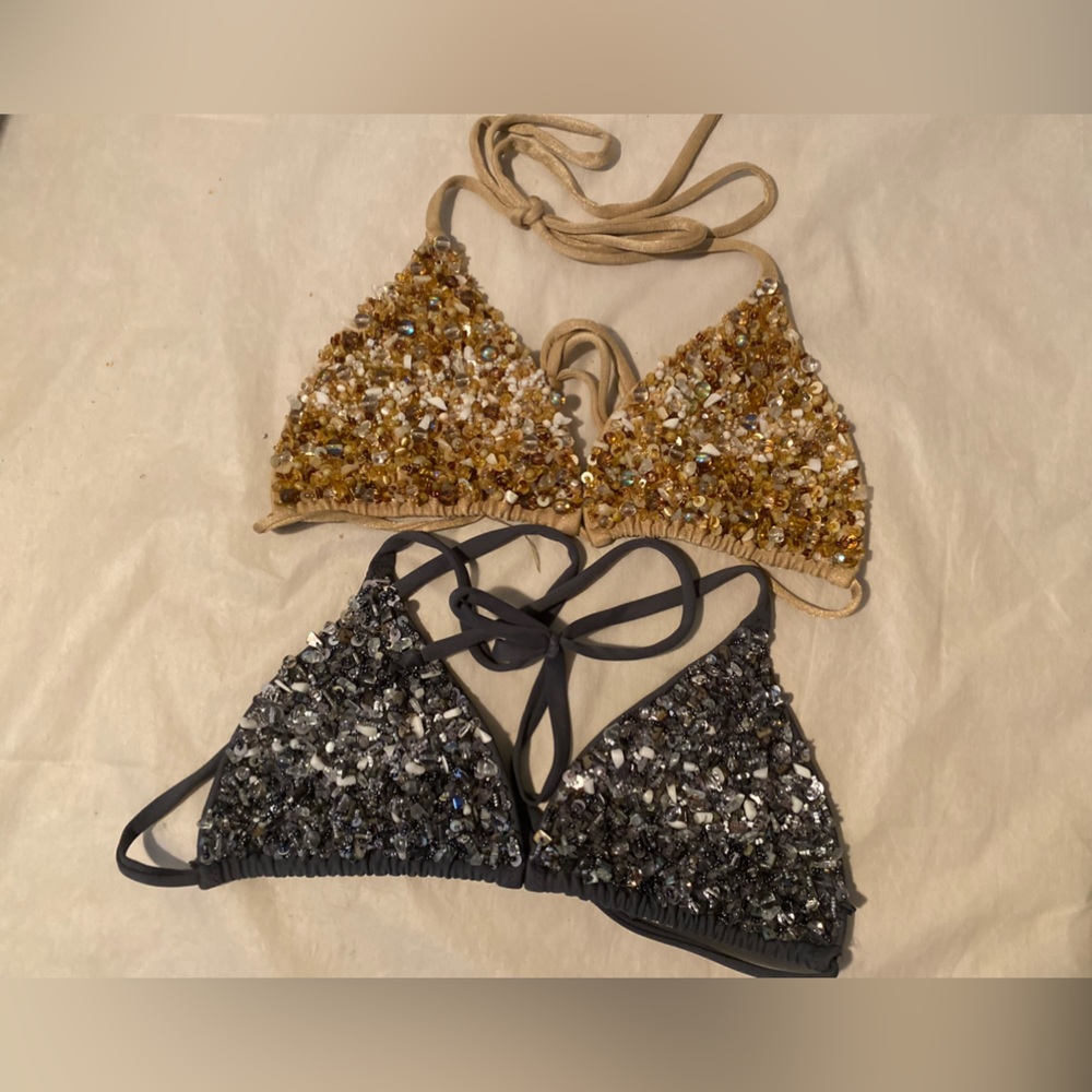 Gold & Black Bikini Tops